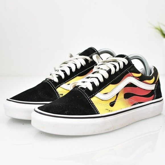 Vans Shoes - Vans Old Skool Flame Men 7.5 Wmn 9 Black Suede Low Top Athletic Sneaker Shoes
